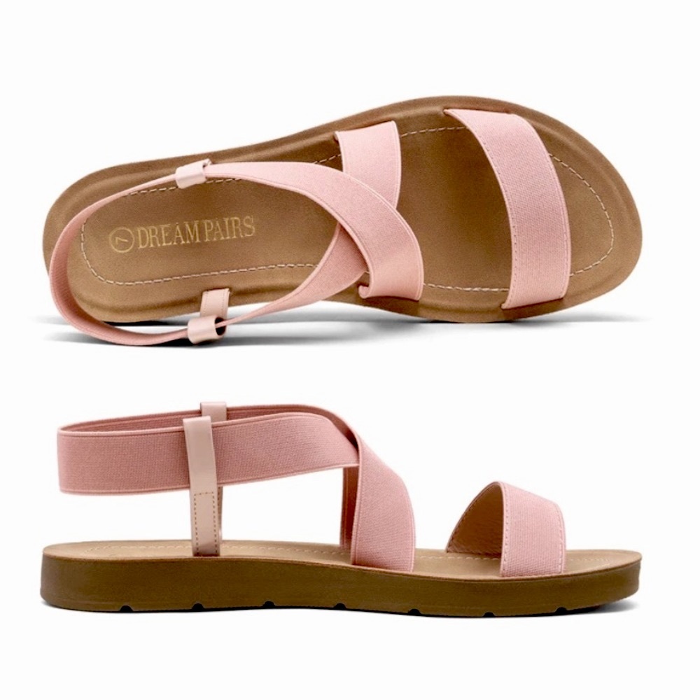 Dream Pairs Elena-1 Elastic Ankle Strap Sandals Blush Size 9